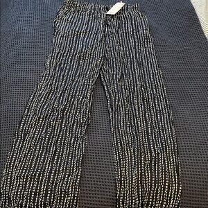 Uniqlo NWT White and Navy Striped Polka Dot Pants